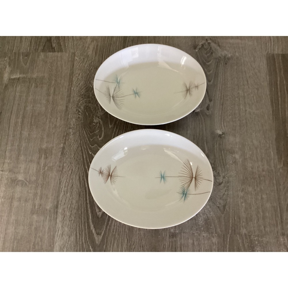 Caribe Casual Carlos Montes G San Juan MCM Oval Bowls Set of 2 White Turquoise - Picture 2 of 6